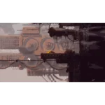 2D side-scrolling action game level in a rusty industrial world with giant gears and tangled cables; a small yellow-orange character on a platform.